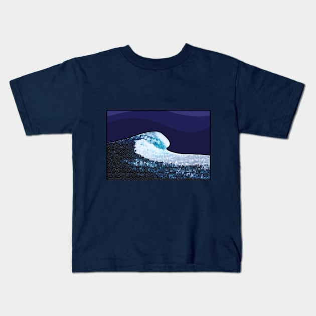 Stained glass mosaic ocean sea wave Kids T-Shirt by FSLEROUX